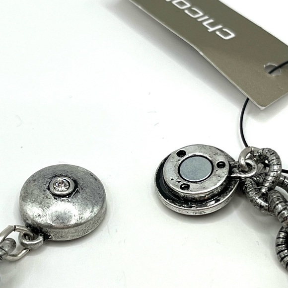 Charm Chicos Silver Bracelet. Big Charms  Pearl, Crystal, Coins Mixed Metals - Picture 9 of 14